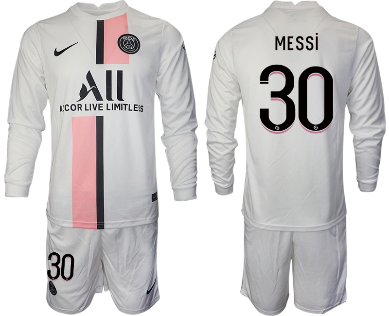 Men 2021-2022 Club Paris St German away white Long Sleeve #30 Soccer Jersey->paris st german jersey->Soccer Club Jersey